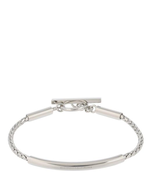 Saint Laurent White Tube Chain Brass Bracelet for men