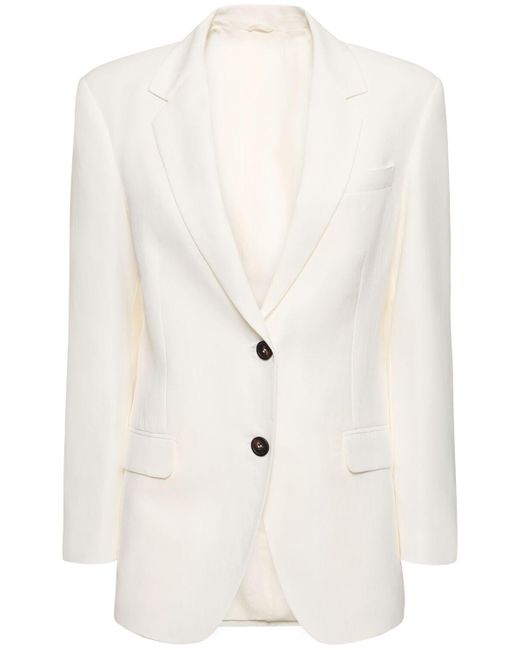 Brunello Cucinelli White Fluid Twill Single Breasted Jacket