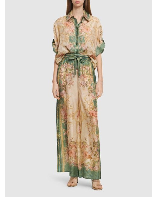Zimmermann Multicolor + Net Sustain August Floral-print Organic Silk Blouse