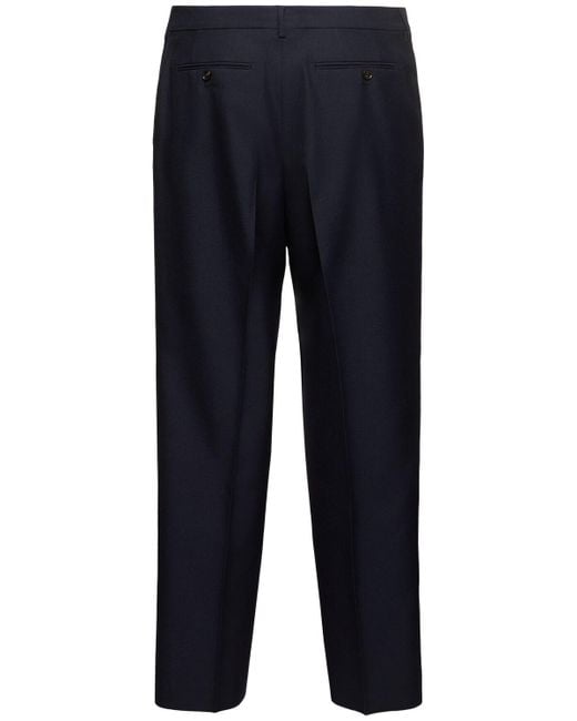 Bally Blue Pleated Wool Blend Pants for men