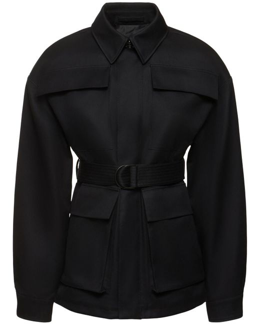Wardrobe NYC Black Tailored Cotton Drill Military Jacket