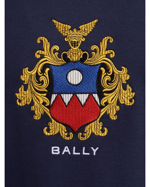 Bally Blue Cotton Logo Crewneck Sweatshirt for men