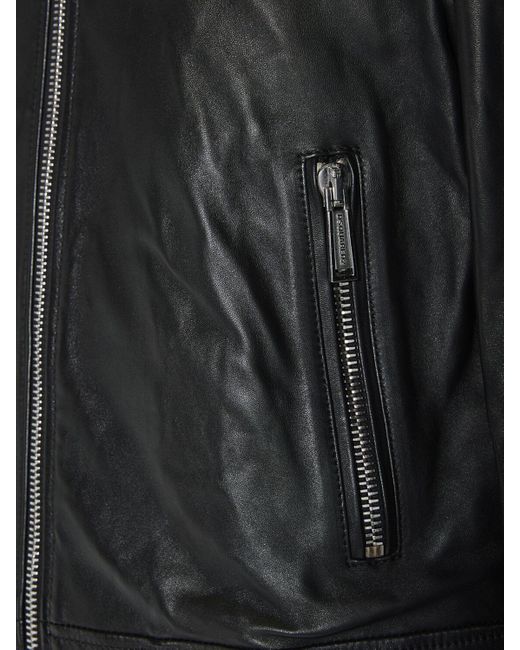 DSquared² Black Biker Leather Zip Jacket for men