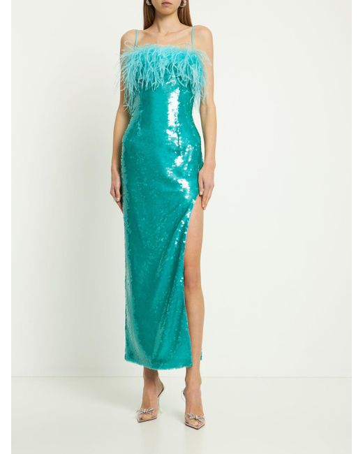 GIUSEPPE DI MORABITO Blue Minikleid Mit Pailletten Und Federn