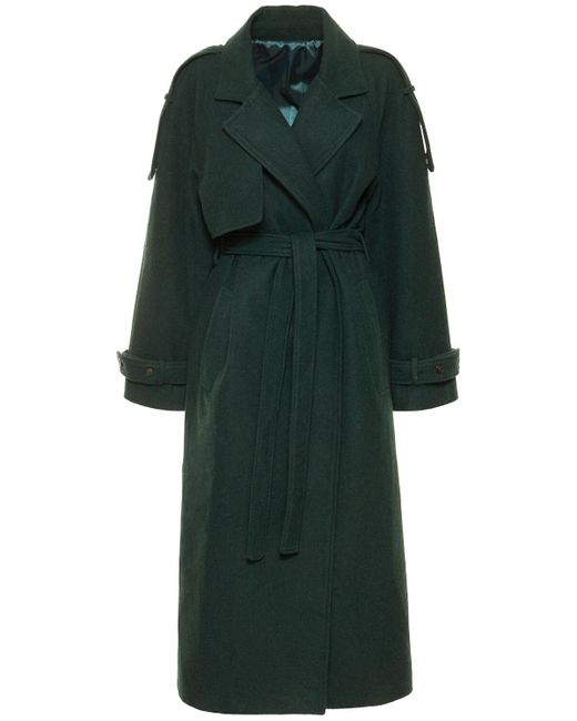 Frankie Shop Green Suzanne Wool Trench Coat