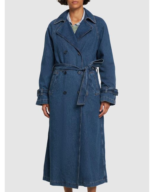 Trench-coat en denim de coton hayes Reformation en coloris Blue