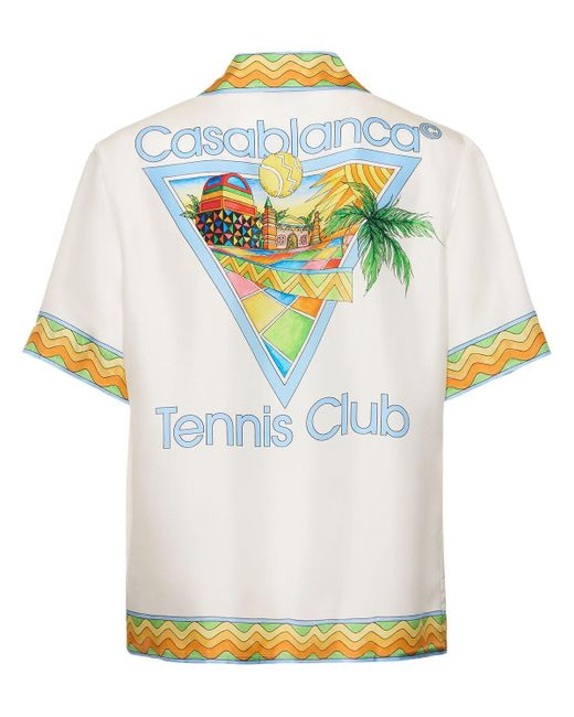 Casablancabrand Seidenhemd Mit Tennis Club-motiv in White für Herren