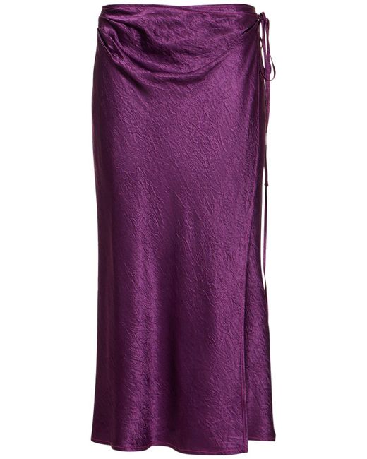 Falda midi de satén Acne de color Purple