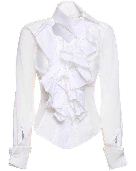 Vivienne Westwood White Hemd Aus Baumwollpopline Mit Rüschen "wizard"