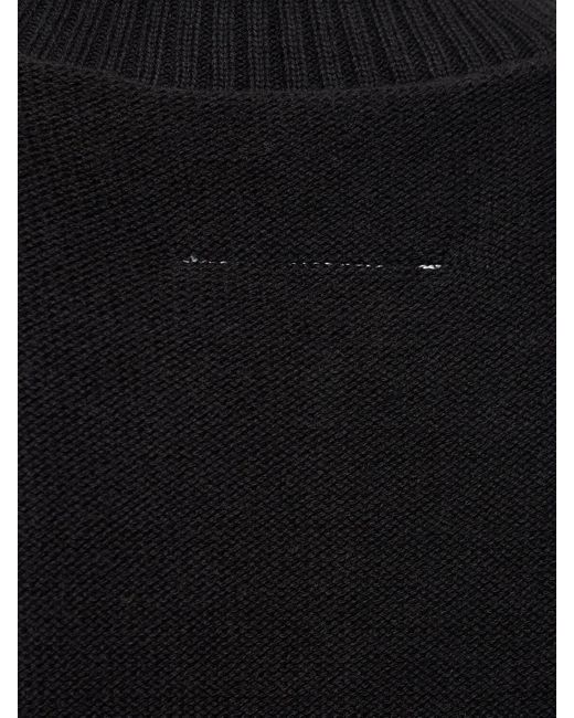 Pull-over en laine et coton usé MM6 by Maison Martin Margiela en coloris Black
