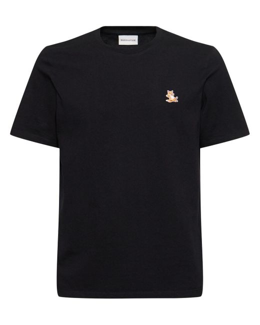 Camiseta con parche Maison Kitsuné de hombre de color Black