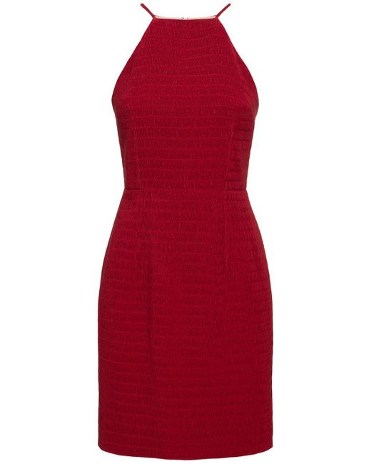 Robe courte smockée à encolure américaine Emilia Wickstead en coloris Red