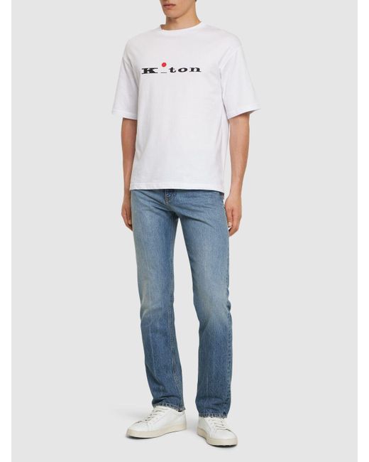 Camiseta de algodón con logo Kiton de hombre de color White