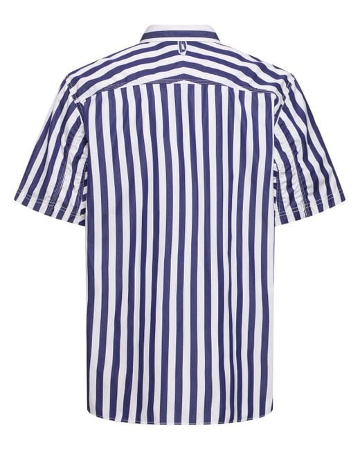 Camisa de algodón a rayas Junya Watanabe de hombre de color Blue