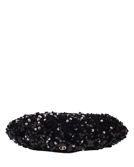 Giorgio Armani Black Lady Velvet Hat W/ Sequins