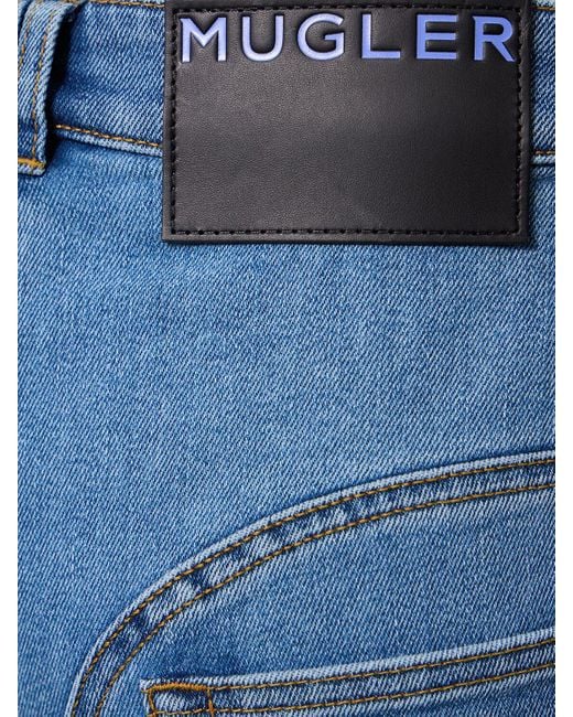 Jeans rectos de denim Mugler de color Blue