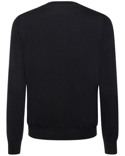 Tagliatore Black Silk & Cotton Crewneck Sweater for men