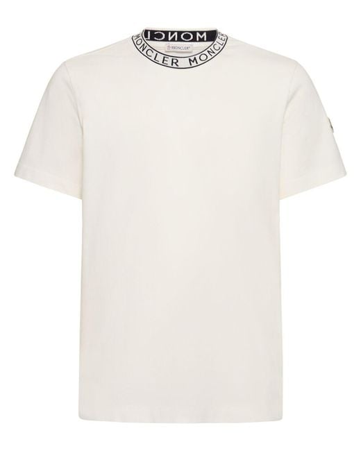 Camiseta de jersey de algodón con logo Moncler de hombre de color White