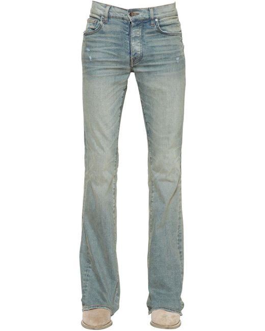 Amiri Blue 27cm Flared Stack Cotton Denim Jeans for men