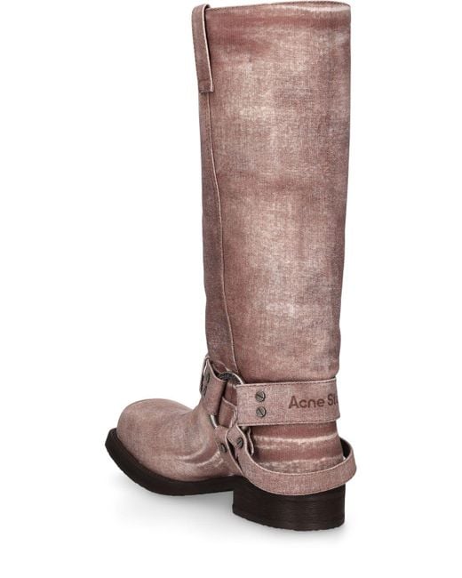Acne Brown 35mm Balius Denim Tall Boots