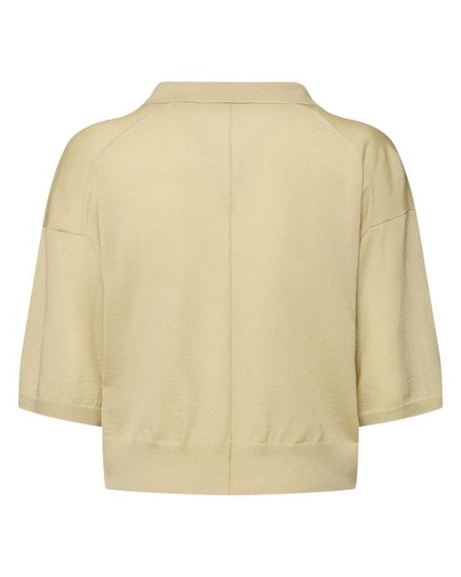 Soeur Elton Short Sleeve Wool Sweater Natural