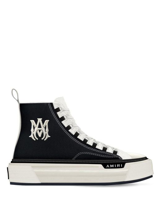 Amiri Ma Court Canvas High Top Sneakers in Black/White (Black) for Men ...