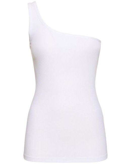 Isabel Marant White Tresia One Shoulder Cotton Top