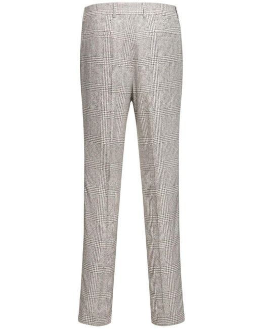 Brunello Cucinelli Gray Tartan Wool & Silk Suit for men