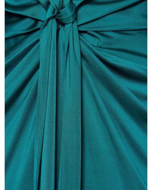 Robe longue manches longues col en v avec nœud Roberto Cavalli en coloris Green