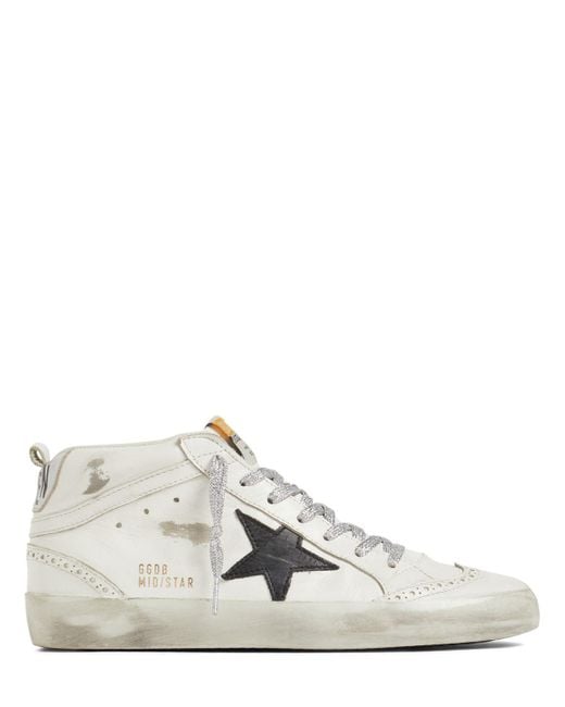 Golden Goose Deluxe Brand White 20mm Mid Star Leather Sneakers