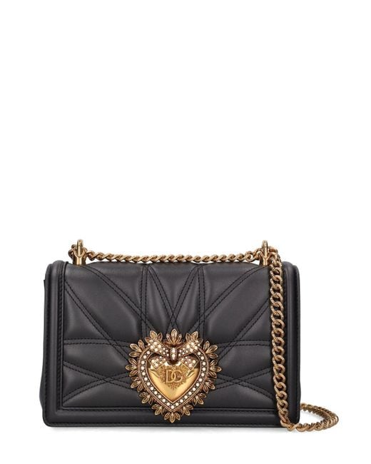 Dolce & Gabbana Gray Devotion Leather Shoulder Bag