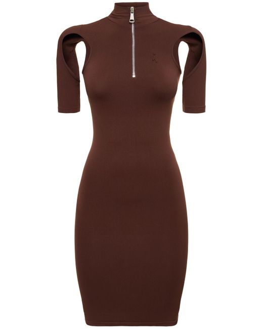 ANDREADAMO Brown Formendes Jersey-minikleid