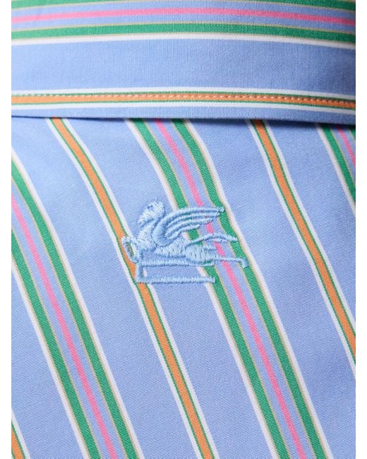 Mujer Camisa De Popelina De Algodón A Rayas Etro de color Blue