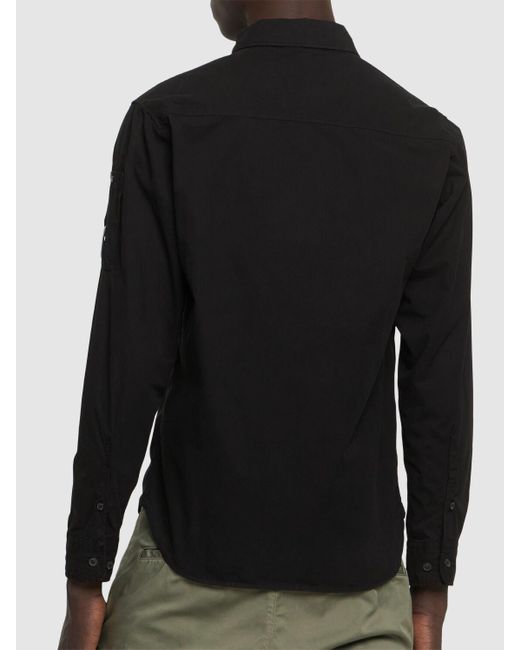 Camicia in gabardina con zip di C P Company in Black da Uomo