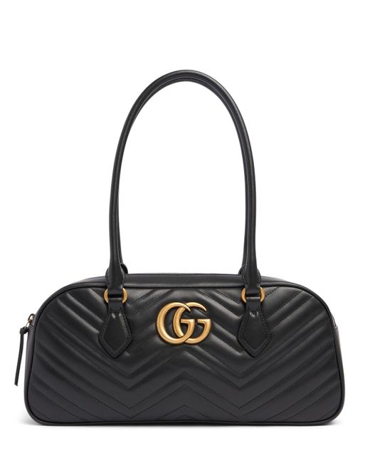 Gucci Black gg Marmont Leather Top Handle Bag