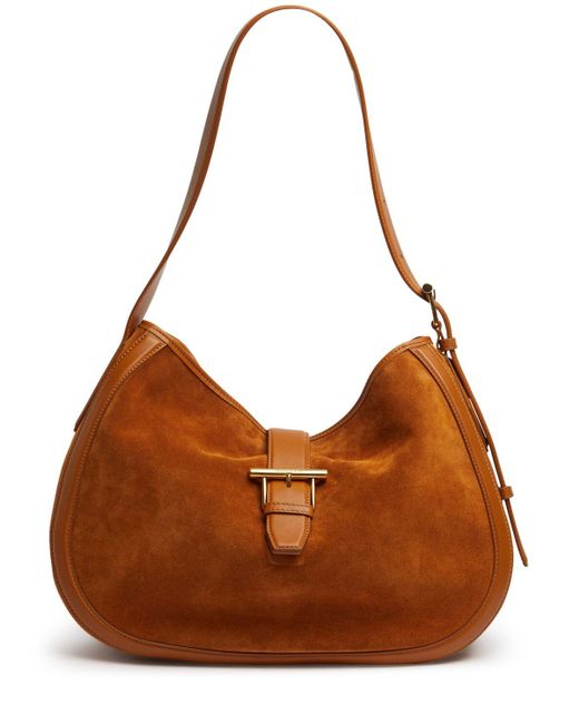 Alexander McQueen Brown T-Bar Suede & Leather Shoulder Bag