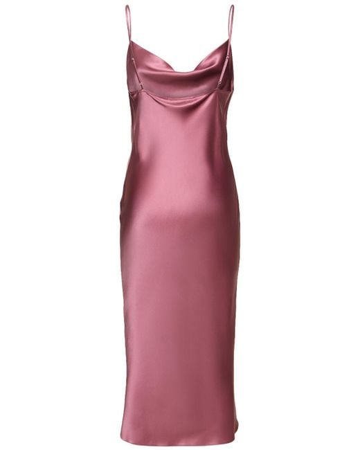 Fleur du Mal Purple Cowl Neck Silk Midi Slip Dress