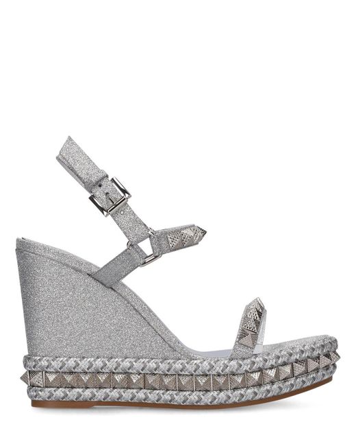 Christian Louboutin 110mm Pyraclou Glittered Wedges in Metallic | Lyst