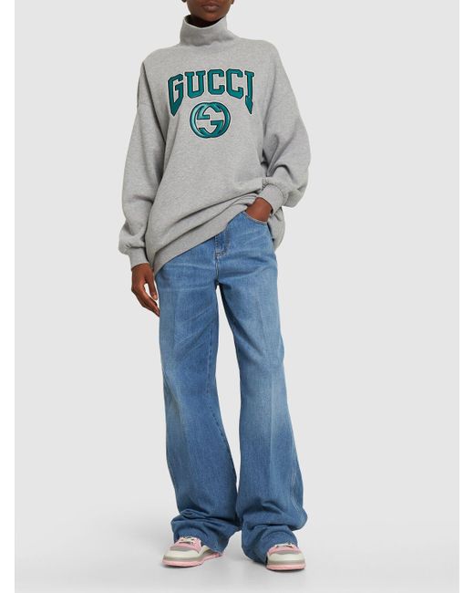 Gucci Gray Cotton Sweatshirt W/ Embroidery