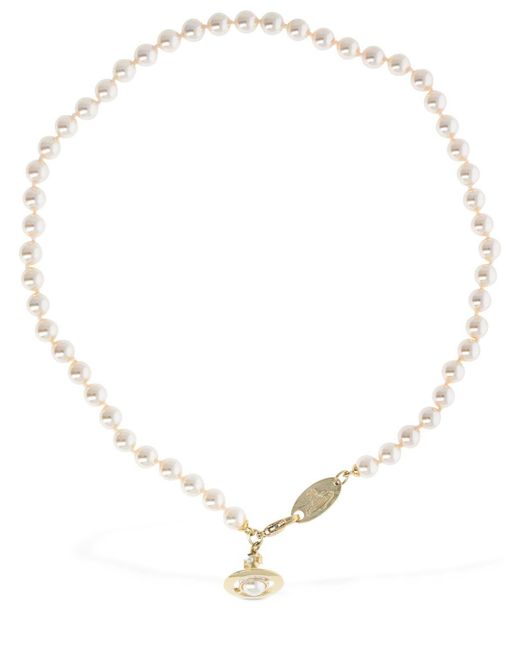 Vivienne Westwood Simonetta Imitation Pearl Necklace in Cream/Gold ...