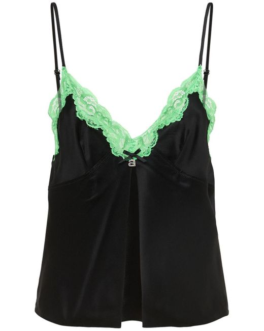 Alexander Wang Black Butterfly Silk Camisole Top W/ Lace