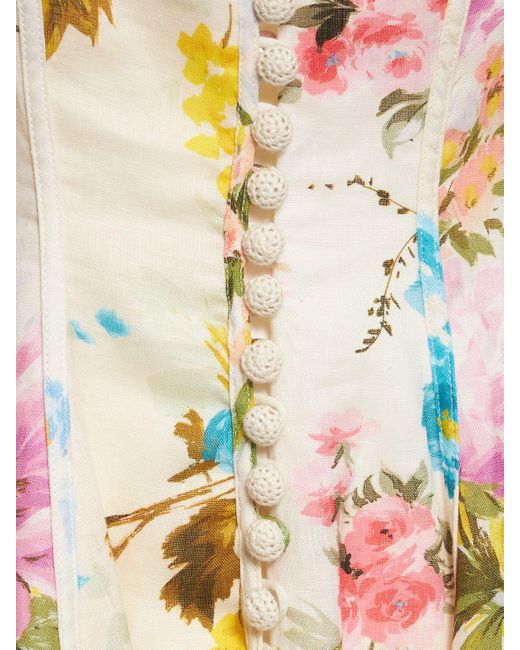 Robe courte en lin floral halcyon Zimmermann en coloris Gray