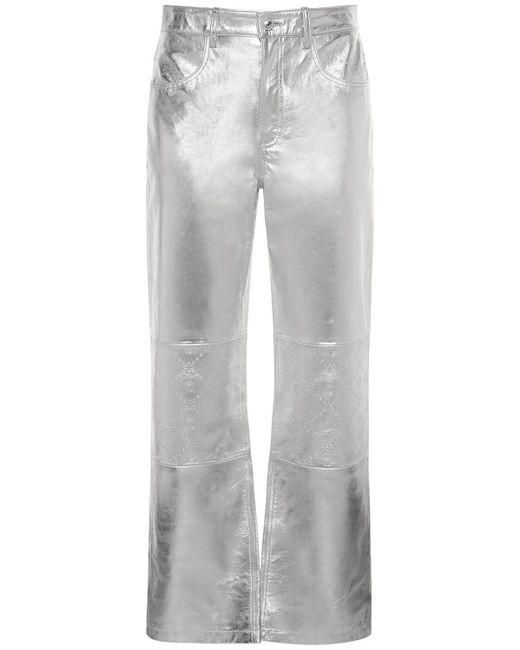 MARINE SERRE Gray Embossed Leather Wide Pants for men