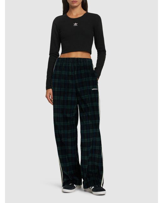 ★人気★ adidas Corduroy Tartan Wide Leg Pants Adidas Original Corduroy Tartan Wide Leg Pants
