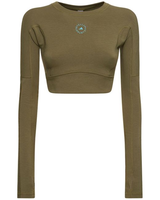 Adidas By Stella McCartney Green Asmc Truestrength Yoga Crop Top