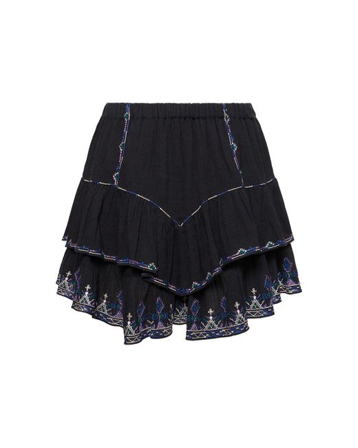 Minifalda de algodón con volantes Isabel Marant de color Blue