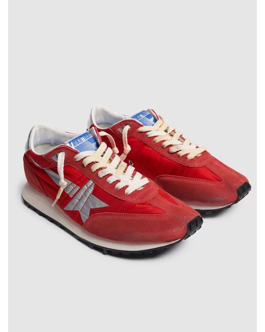 Golden Goose Deluxe Brand Red Running Marathon Nylon & Suede Sneakers for men