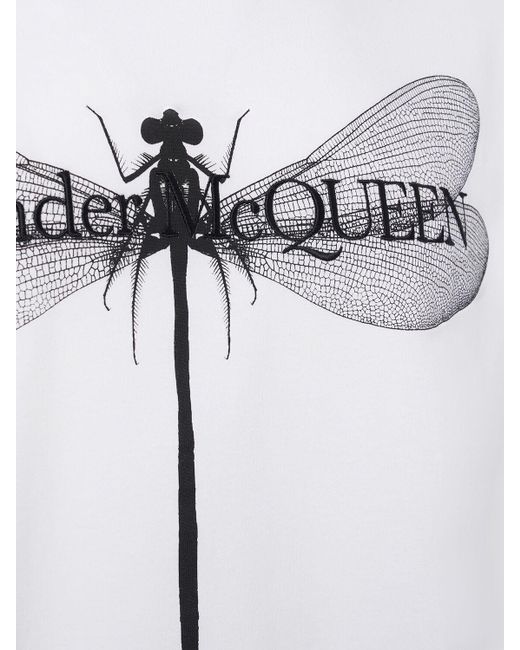 Alexander McQueen T-shirt Aus Baumwolle Mit Druck "dragonfly" in White für Herren