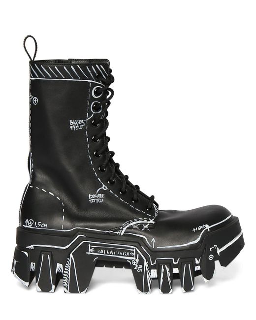 Balenciaga Bulldozer Lace-up Boots in Black for Men | Lyst