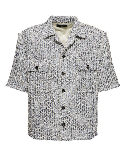 Camicia in tweed di misto cotone bouclé di Amiri in Gray da Uomo